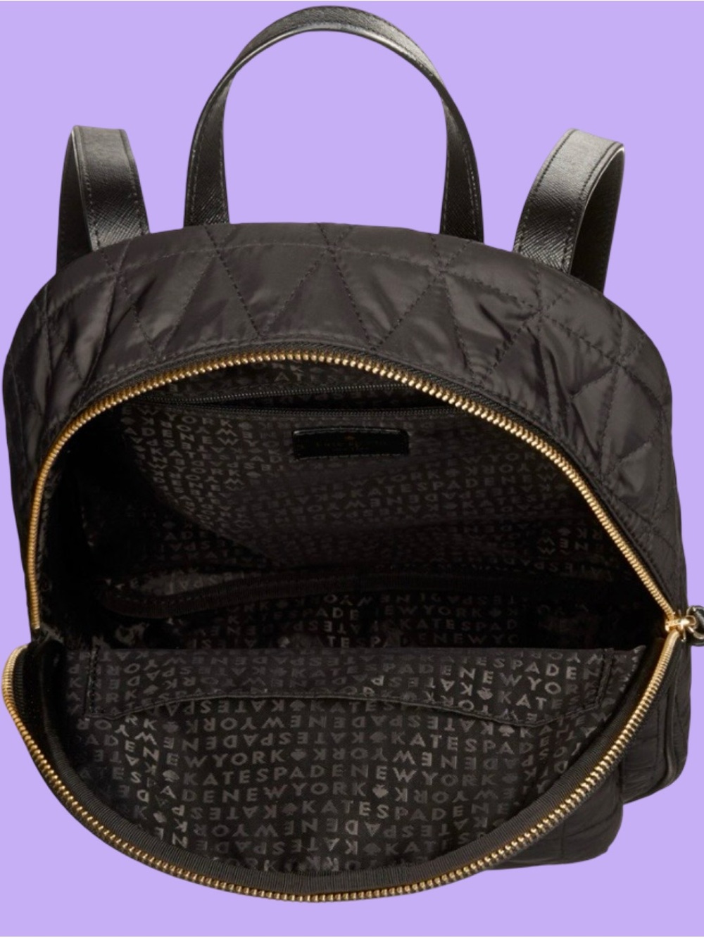 NWT KATE SPADE QUILTED BACKPACK,DIAMOND PATTERN, w/GOLD TONE HARDWARE.ADJUSTABLE - Picture 3 of 16